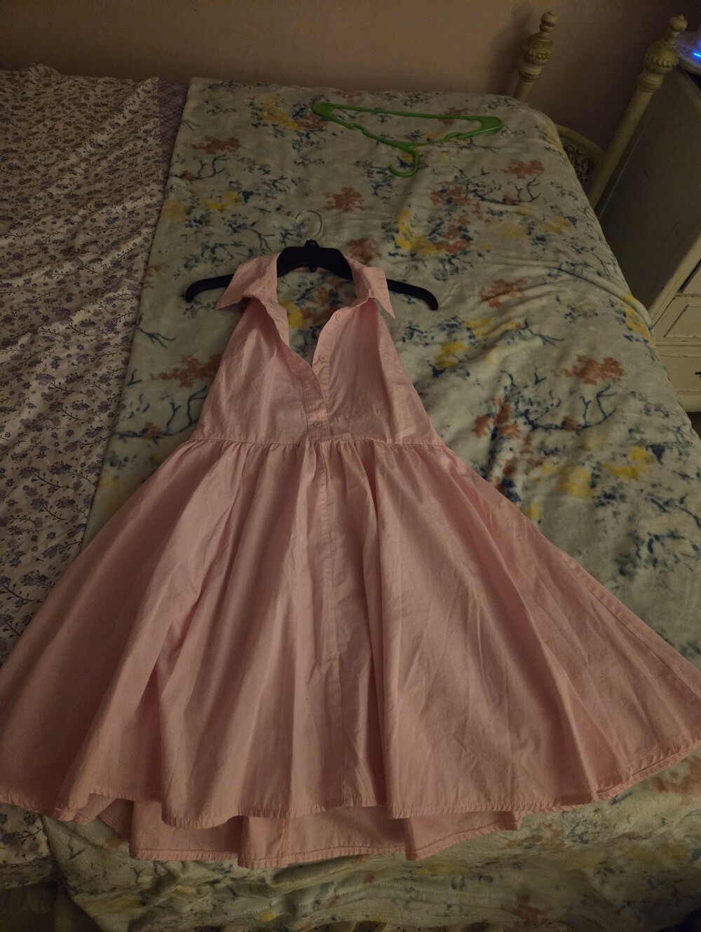 Halter Pink Collared Fit-and-Flare Dress